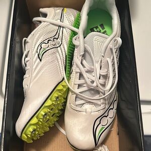 Saucony White and Green Track Spikes